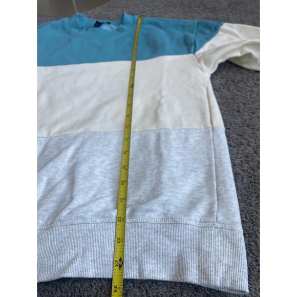 Forever 21 color block (teal/cream/heather gray) crewneck sweatshirt, Size Med - Picture 10 of 11
